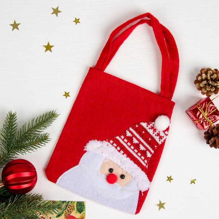Сумочка "Дед Мороз вязаный колпак", размер 15,5 х 19,5