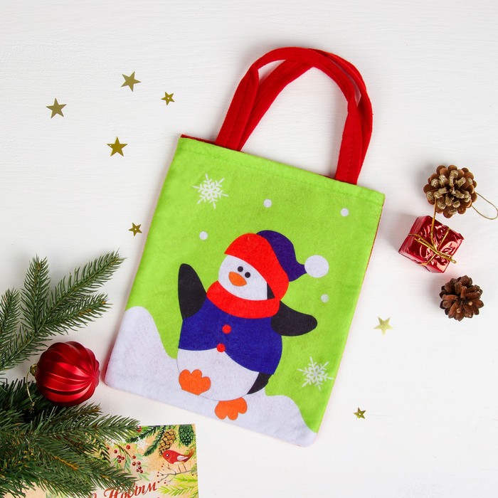 Сумочка "Новогодний пингвин", размер 20 х 23 см