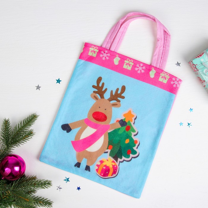 Сумочка "Новогодняя" Олень и ёлочка, размер 24 х 29 см