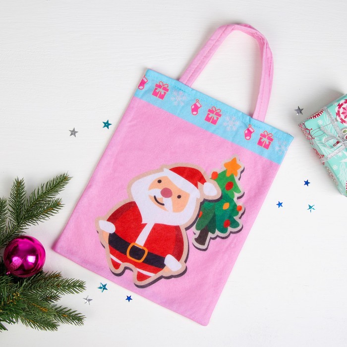 Сумочка "Новогодняя" Дед Мороз и ёлочка, размер 24 х 29 см