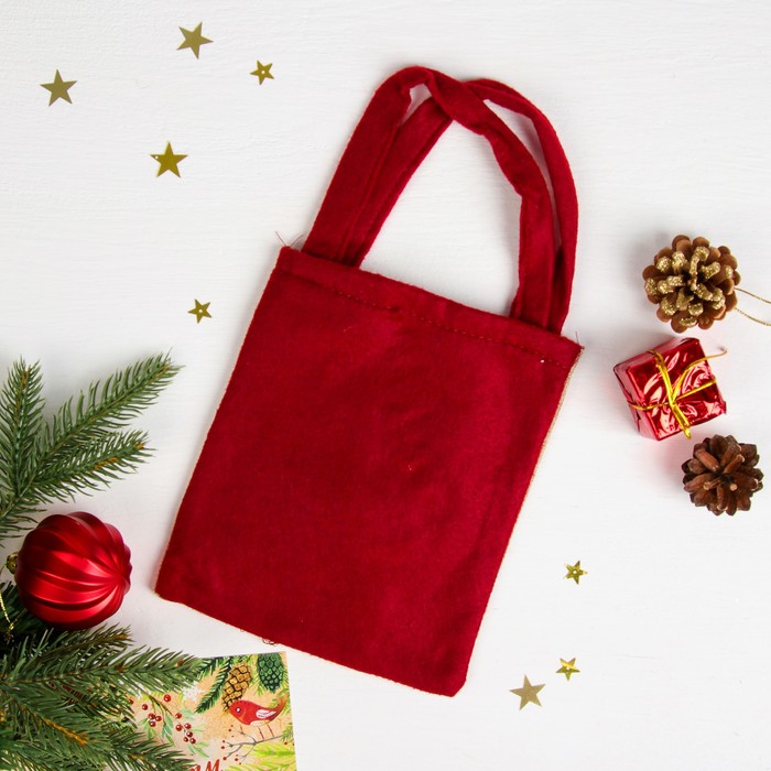 Сумочка "Дед Мороз в вязаной шапочке" 19,5 х 17 см