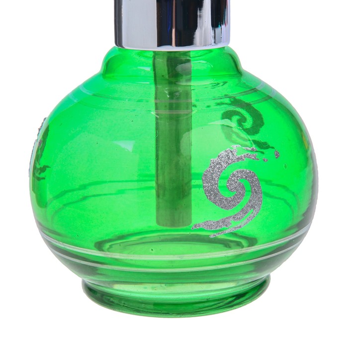 Кальян 36см 1тр колба ваза-шар зеленая с узором Вихрь, шахта хром 3 капли (ЦИНКОВЫЙ) УЦЕНКА