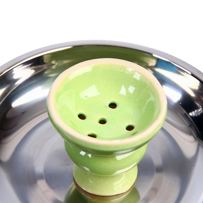 Кальян 36см 1тр колба ваза-шар зеленая с узором Вихрь, шахта хром 3 капли (ЦИНКОВЫЙ) УЦЕНКА