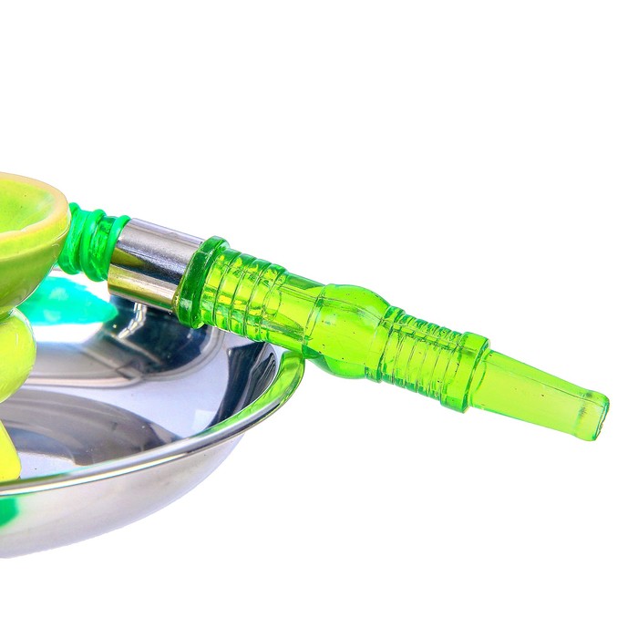 Кальян 36см 1тр колба ваза-шар зеленая с узором Вихрь, шахта хром 3 капли (ЦИНКОВЫЙ) УЦЕНКА