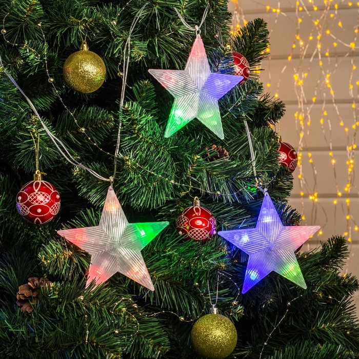 НИТЬ, 2 м, с насад. "Звезда матовая", 14,5х14,5 см, Н.С. LED-30-220V, МУЛЬТИ (RG/RB)