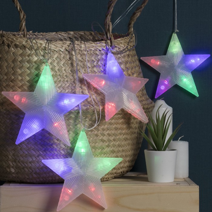 НИТЬ, 2 м, с насад. "Звезда матовая", 14,5х14,5 см, Н.С. LED-30-220V, МУЛЬТИ (RG/RB)