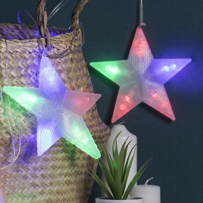 НИТЬ, 2 м, с насад. "Звезда матовая", 14,5х14,5 см, Н.С. LED-30-220V, МУЛЬТИ (RG/RB)