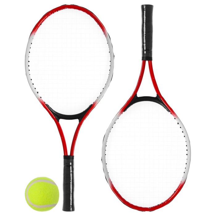 Ракетки для большого тенниса ONLYTOP, детские, с мячом, набор 2 шт., цвет красный активные игры x match ракетки для большого тенниса 2 шт и мяч