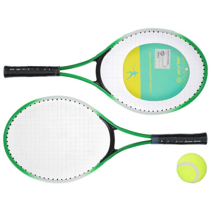 фото Ракетки для большого тенниса с мячом, детские, цвет зелёный onlitop
