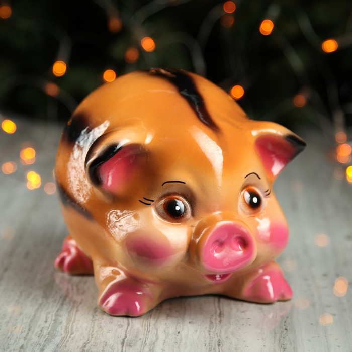 Копилка "Свинка Тушка" бежевый глянец