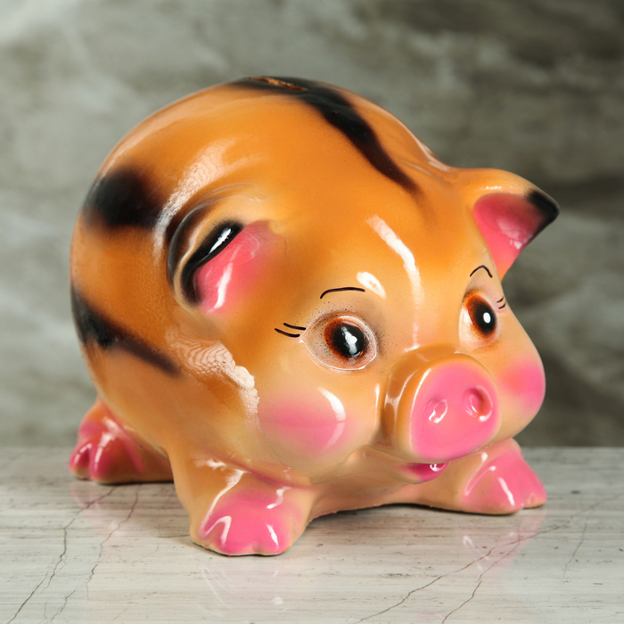 Копилка "Свинка Тушка" бежевый глянец