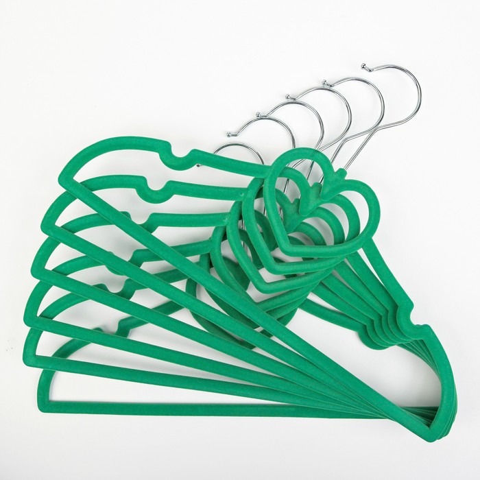 Вешалка 33х22,5х0,5 см, флокированное покрытие "Сердце", цвет МИКС