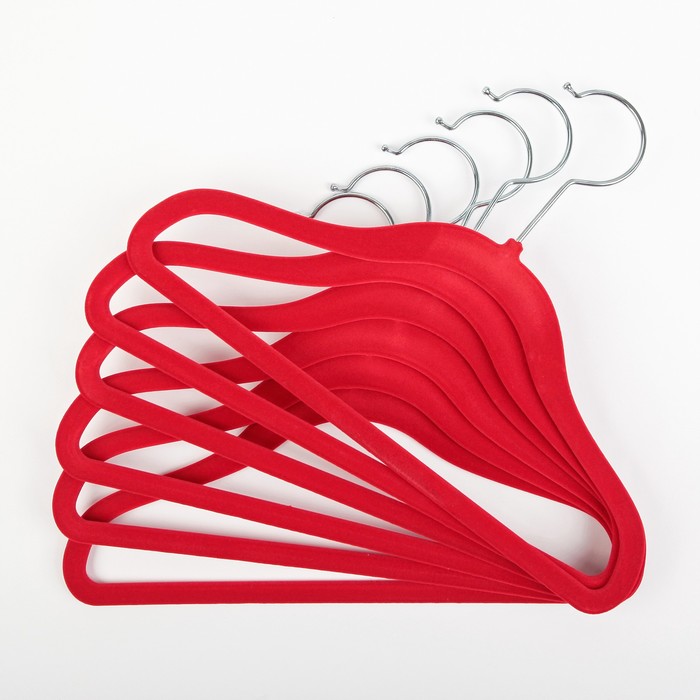 Вешалка 31х22х0,5 см, флокированное покрытие, цвет МИКС