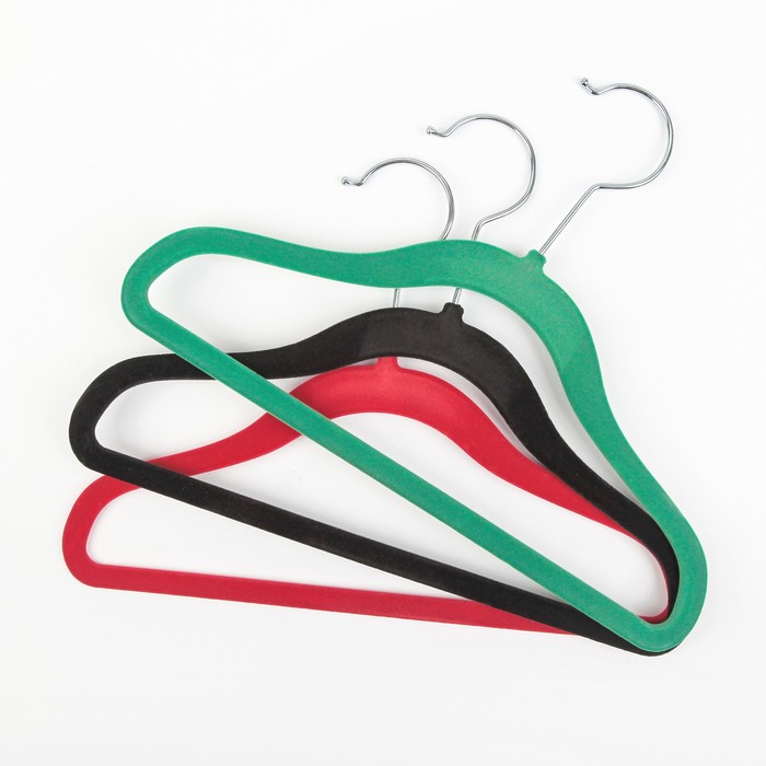 Вешалка 31х22х0,5 см, флокированное покрытие, цвет МИКС