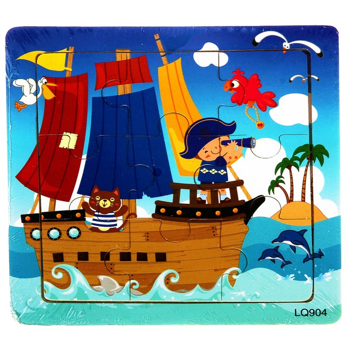 Пазл малый квадратный "Пиратский корабль", 9 элементов