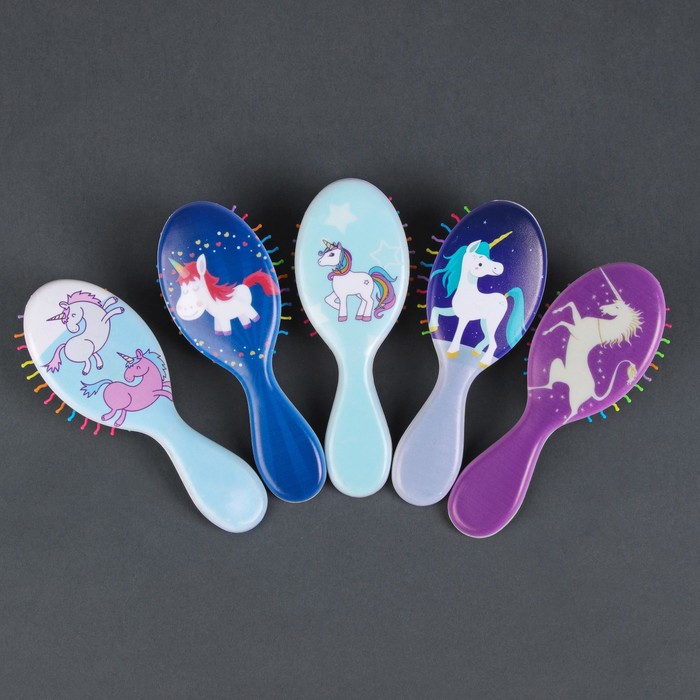 Расчёска массажная "Единороги", овальная, 15(±1)см, цвет МИКС