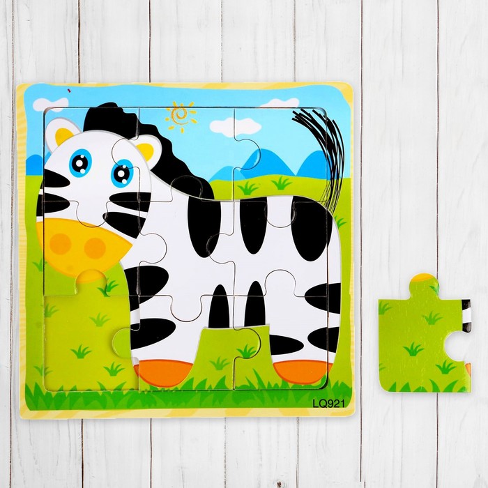 Пазл малый квадратный "Весёлая зебра", 9 элементов