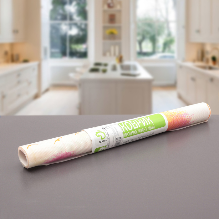 Коврик противоскользящий "Дали" 45х100 см, цвет розовый