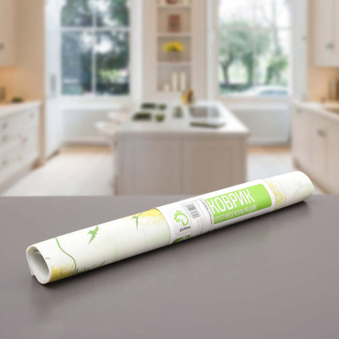 Коврик противоскользящий "Дали" 45х100 см, цвет зеленый