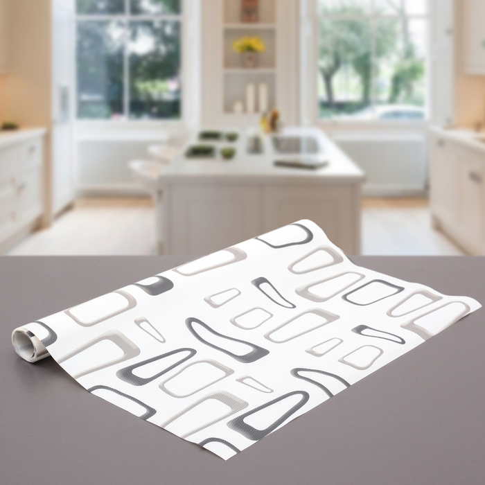 Коврик противоскользящий "Абстракция" 45х100 см, цвет серо-черный