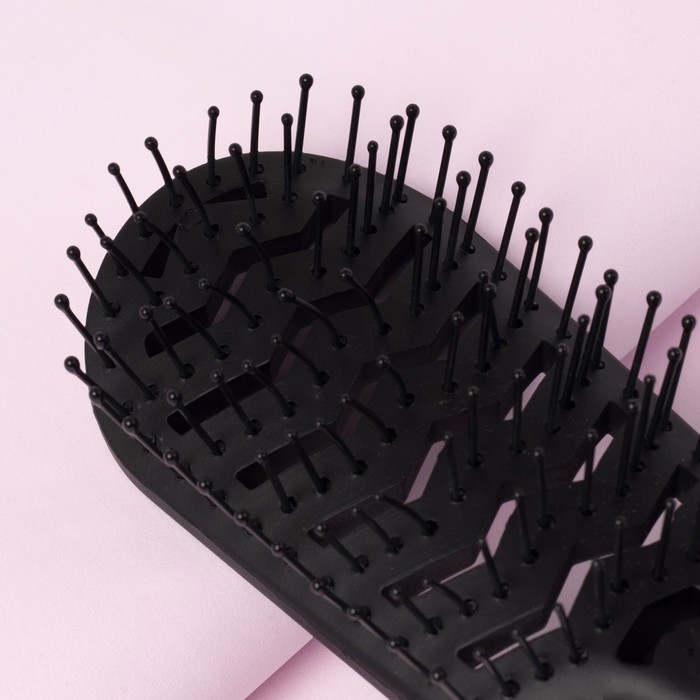 Расчёска массажная, овальная, вентилируемая, прорезиненная, 23(±1)см, цвет золотой/чёрный