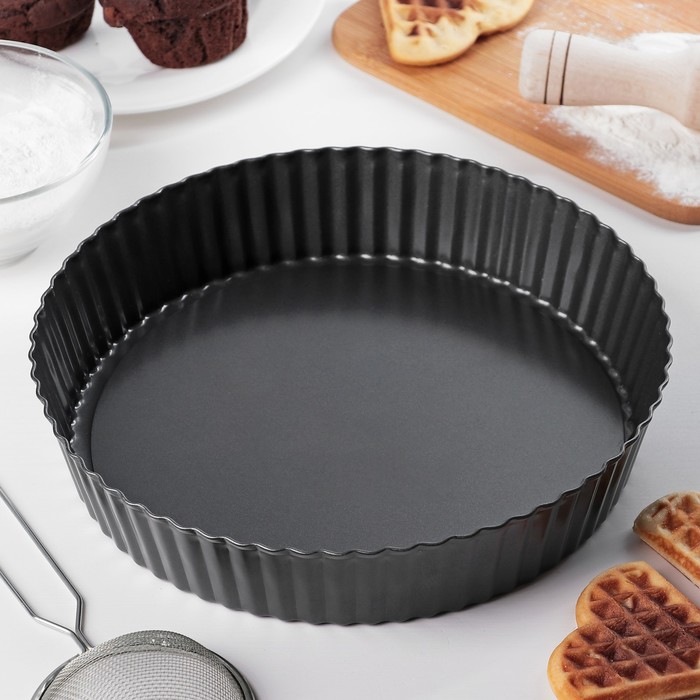 Форма для выпечки 26 см "Жаклин. Рифленый круг", со съемным дном, антипригарное покрытие