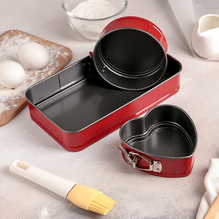 Набор форм для выпечки разъемных "Ренард", 3 предмета: 11/12/25х13 см, антипригарное покрытие