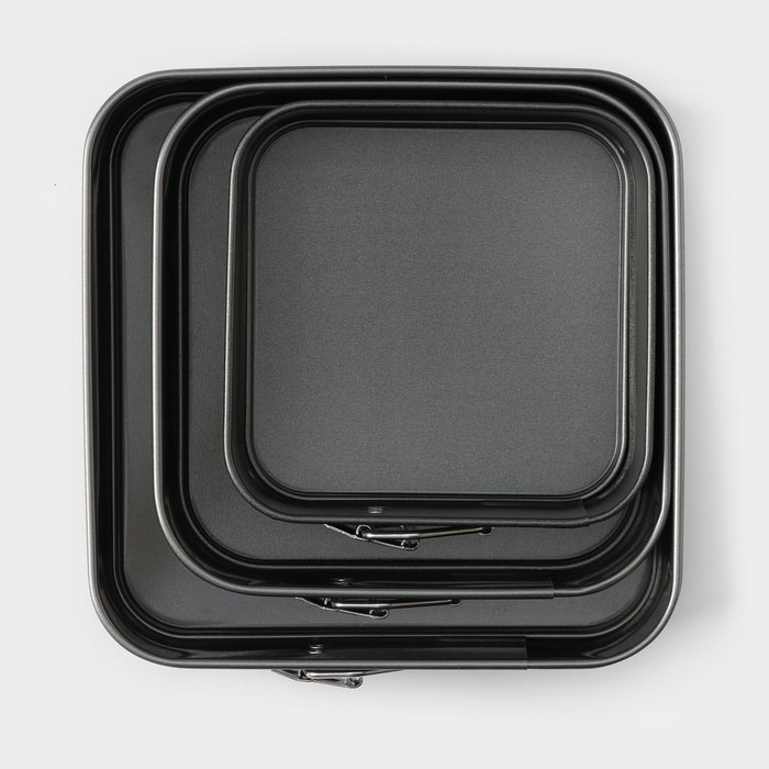 Набор форм для выпечки разъемных "Элин. Квадрат", 3 шт: 18/16/14 см, антипригарное покрытие