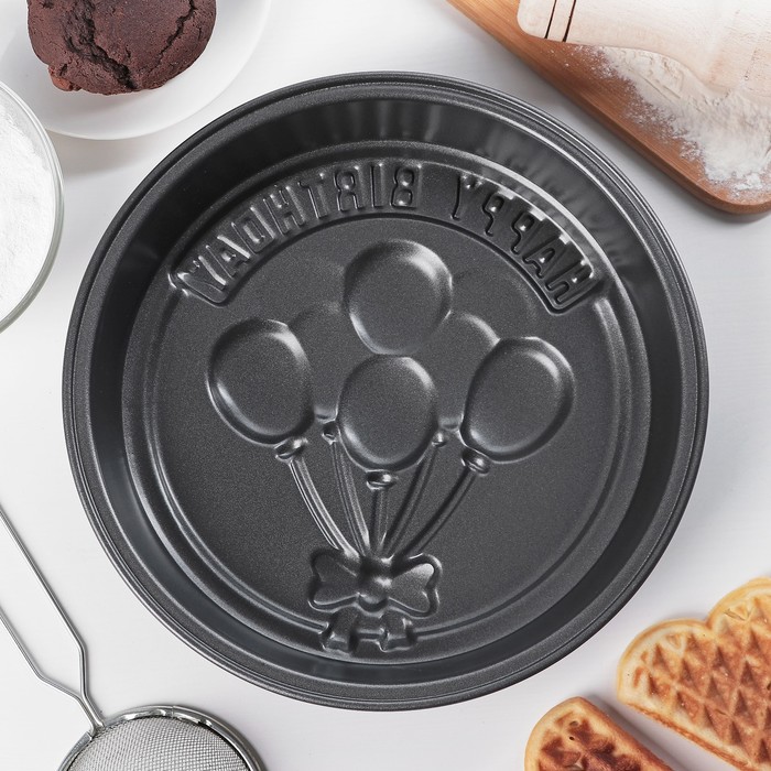 Форма для выпечки 24 см "День рождения. Шарики", антипригарное покрытие