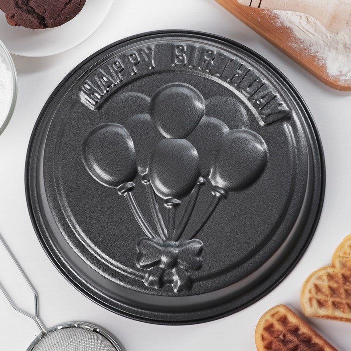 Форма для выпечки 24 см "День рождения. Шарики", антипригарное покрытие