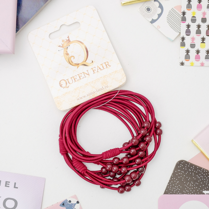Резинка для волос "Бусинки" (цена за штуку) бордовый