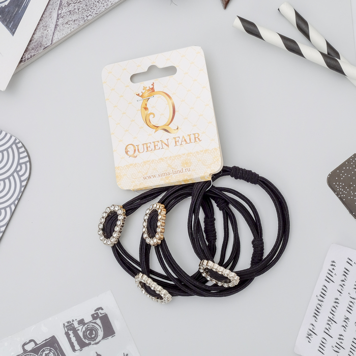 Резинка для волос "Ажурный блеск" (цена за штуку) чёрный