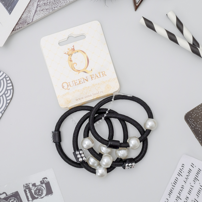 Резинка для волос "Абсолют" (цена за штуку) белые бусины