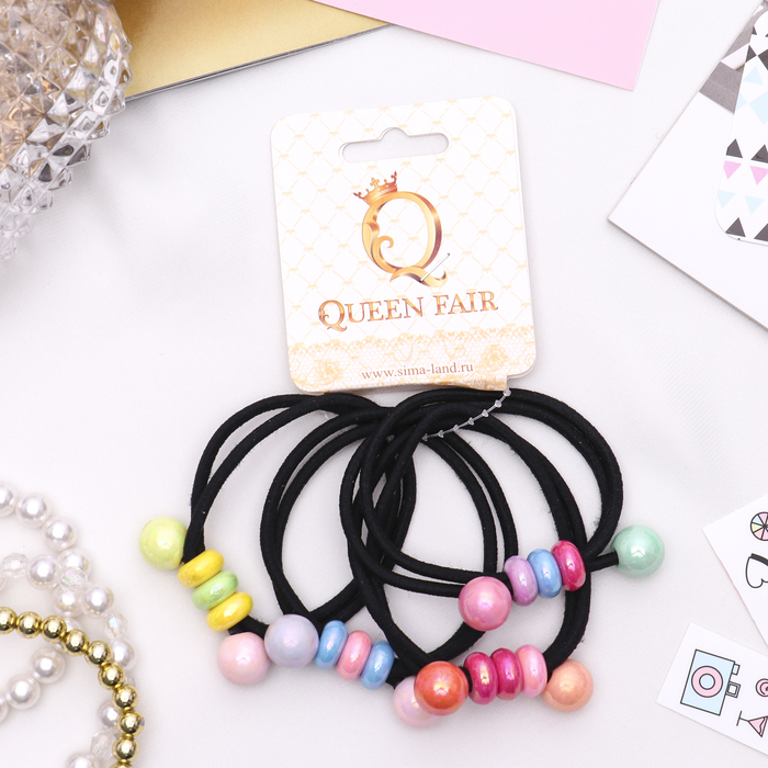 Резинка для волос "Радужная" (цена за штуку) бусины, микс