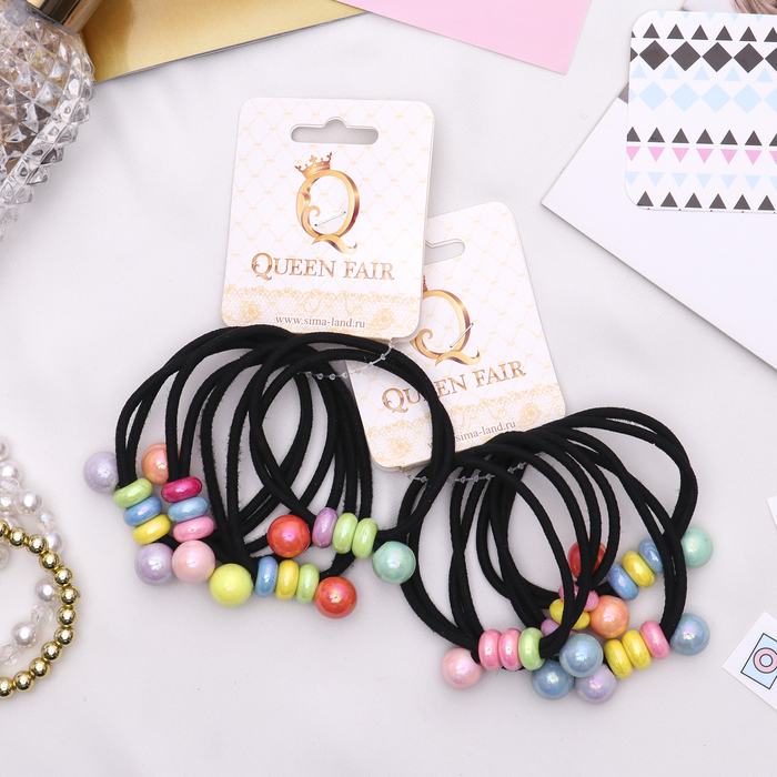 Резинка для волос "Радужная" (цена за штуку) бусины, микс