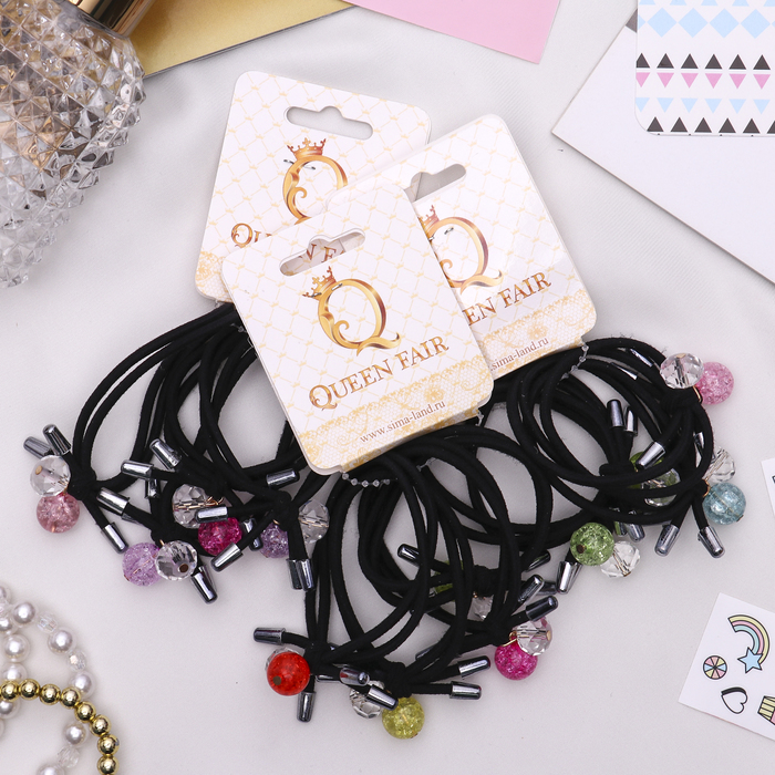 Резинка для волос "Герда" (цена за штуку) бусины, микс