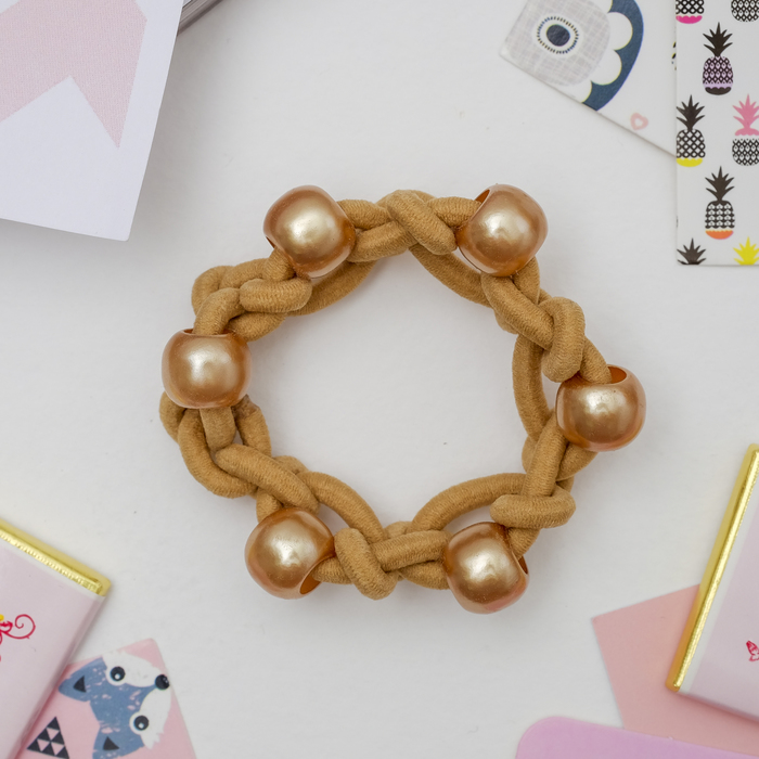 Резинка для волос "Паулина" (цена за штуку) бежевый и коричневый