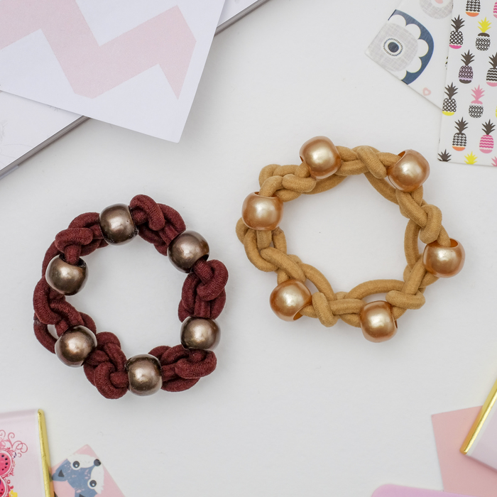 Резинка для волос "Паулина" (цена за штуку) бежевый и коричневый