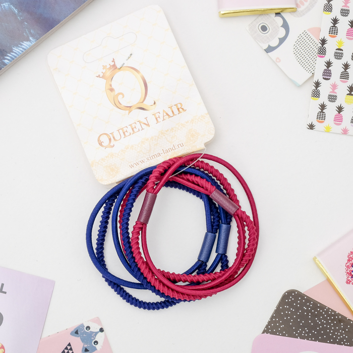 Резинка для волос "Спорт люкс" (цена за штуку) бордовый и синий