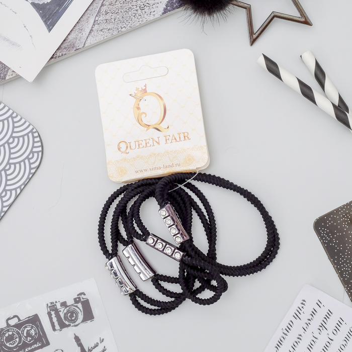 Резинка для волос "Клио" двойная (цена за штуку) чёрный