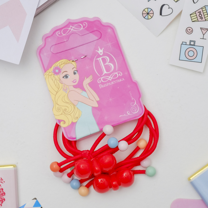 Резинка для волос "Задоринка" (цена за пару) бантики, красная