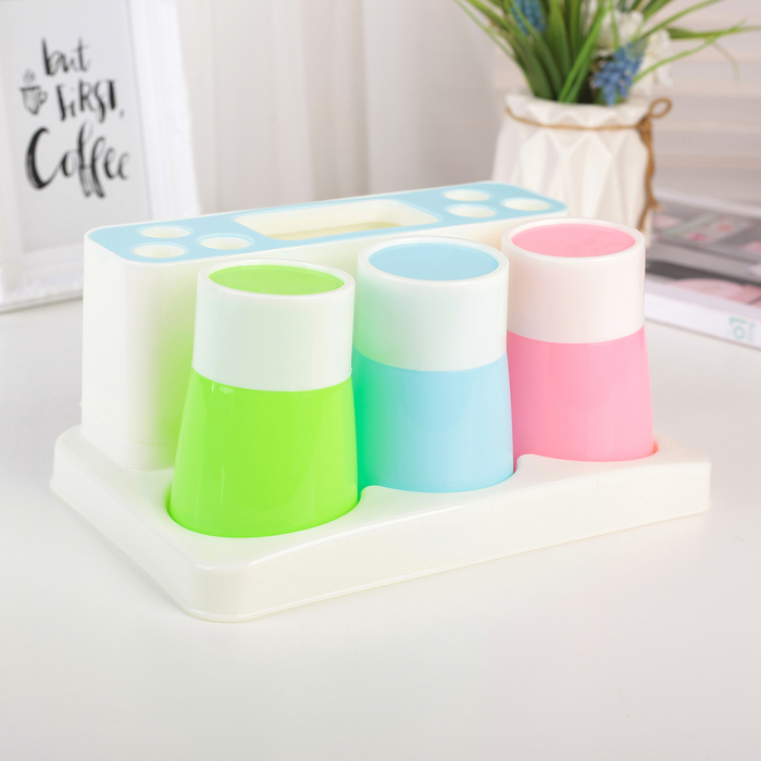 Набор для ванной комнаты "Радость" 4 предмета, цвета микс