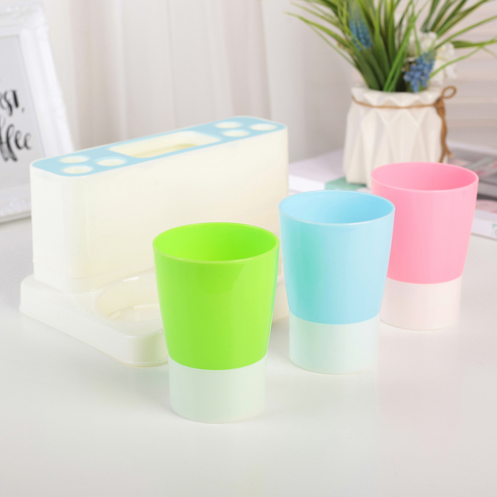 Набор для ванной комнаты "Радость" 4 предмета, цвета микс