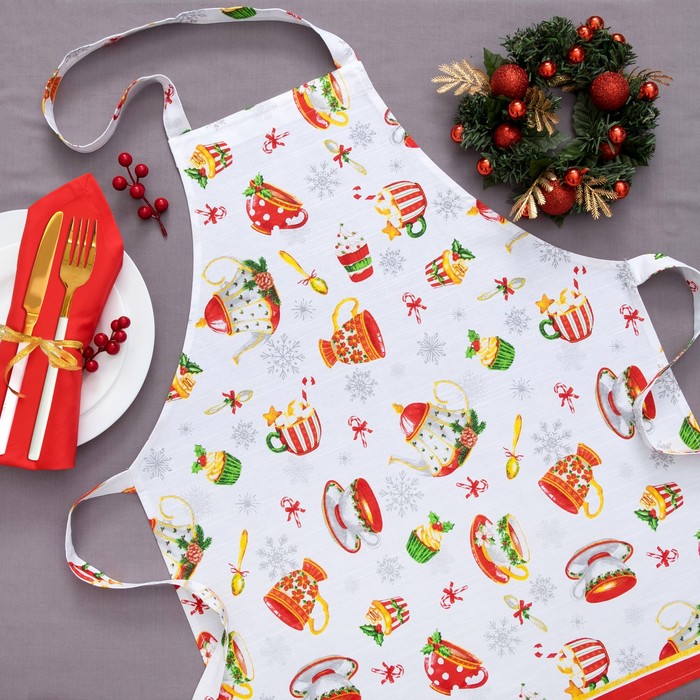 Фартук "Новогоднее чаепитие" 70х75 см, 100% хлопок, 164 г/м2