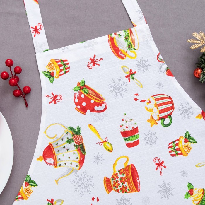 Фартук "Новогоднее чаепитие" 70х75 см, 100% хлопок, 164 г/м2