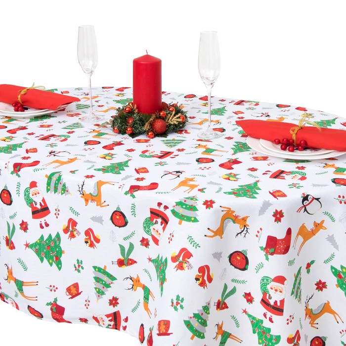 Скатерть "Рождественские Елочки" 180х144 см, 100% хлопок, 164 г/м2