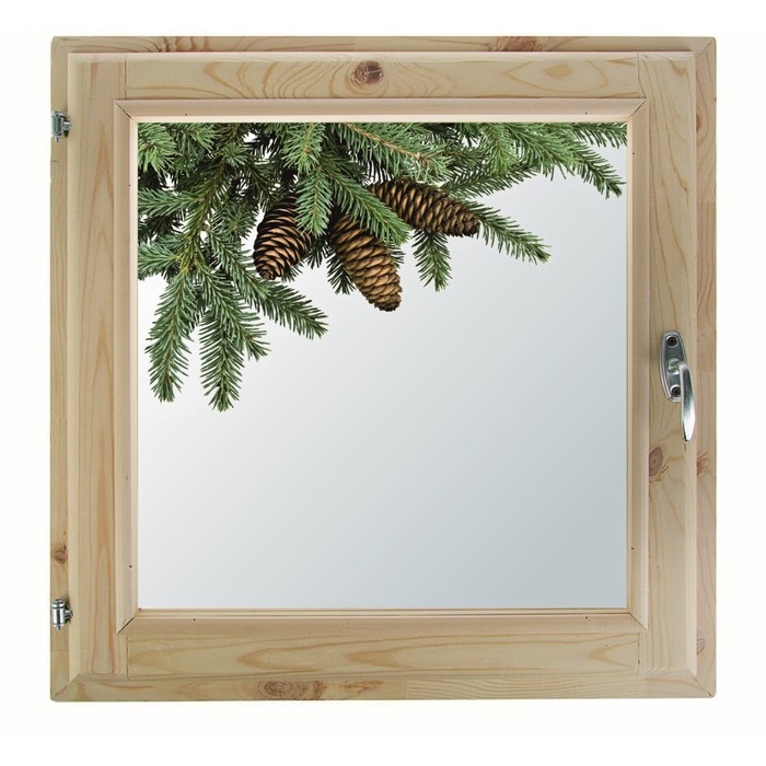 Окно 80х80 см, "Декор 3", двойной стеклопакет, хвоя, "Добропаровъ"