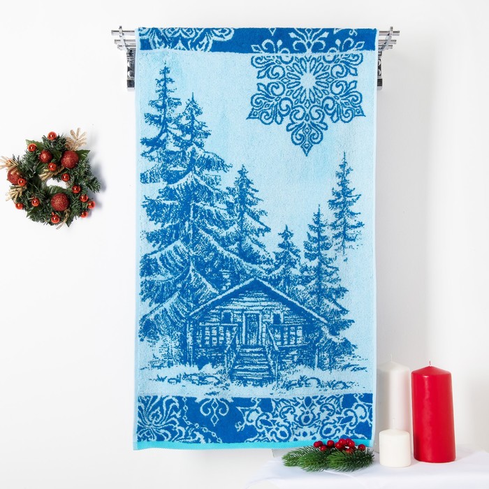 Полотенце махровое "Russian winter" ПЛ-2602-3501, синий 50х90 см хл100% 420 гр/м