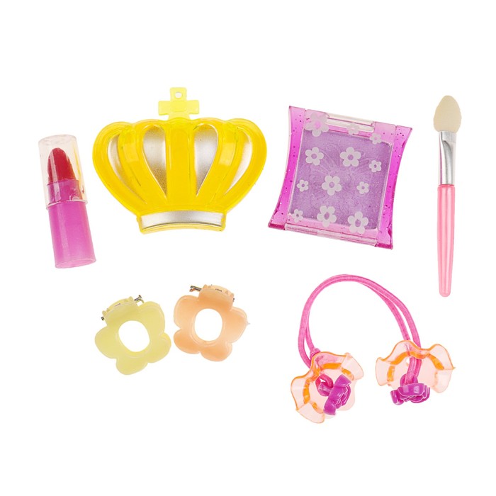 Набор косметики для девочки,тени,блеск д/губ,помада,резинка для волос,аппликатор,заколки 2 шт