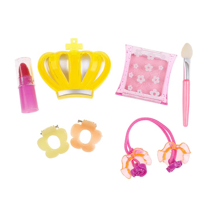 Набор косметики для девочки,тени,блеск д/губ,помада,резинка для волос,аппликатор,заколки 2 шт